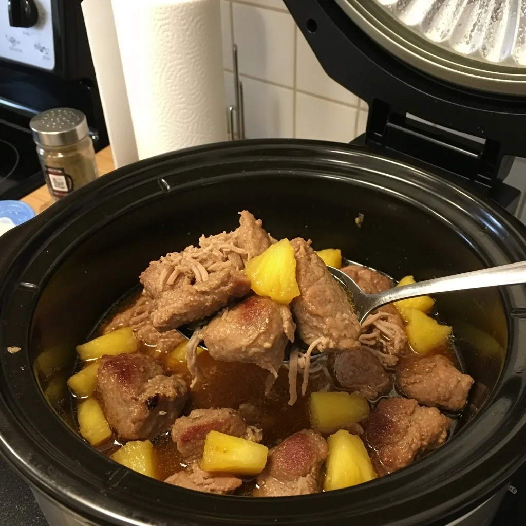 Tender Pineapple Pork in a Slow Cooker - secondary view